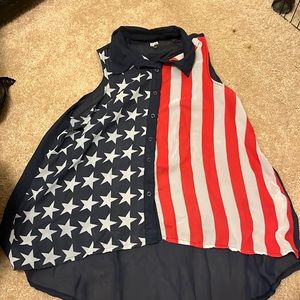 2xl red, white and blue sleeveless shirts